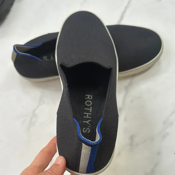 Rothy\'s Black Slip-On Loafers with Blue Trim Rothy main image 4